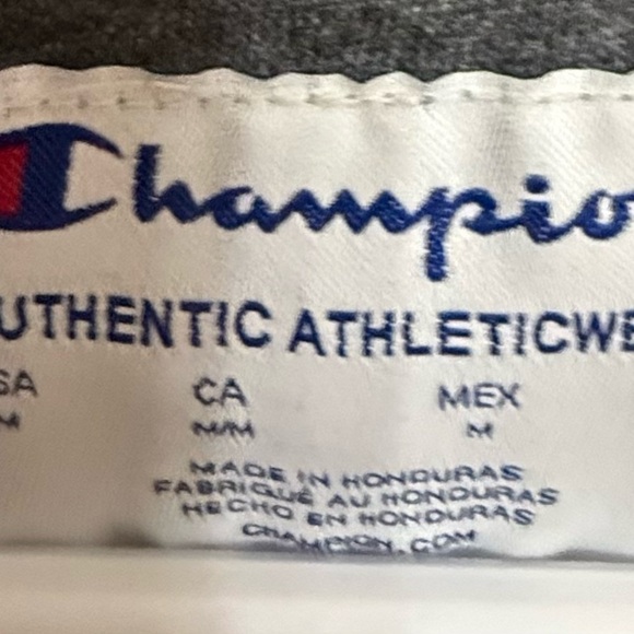 Gray Champion embroidered patch logo Hoodie Sweatshirt Men’s M Gray Pullover - Picture 3 of 3